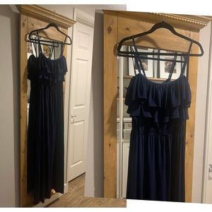 Navy Maxi Dress with Ruffle Detail